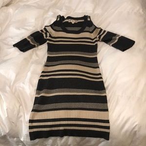 Open shoulder sweater dress